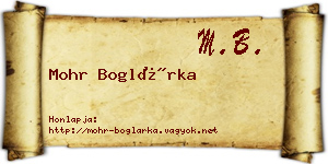Mohr Boglárka névjegykártya